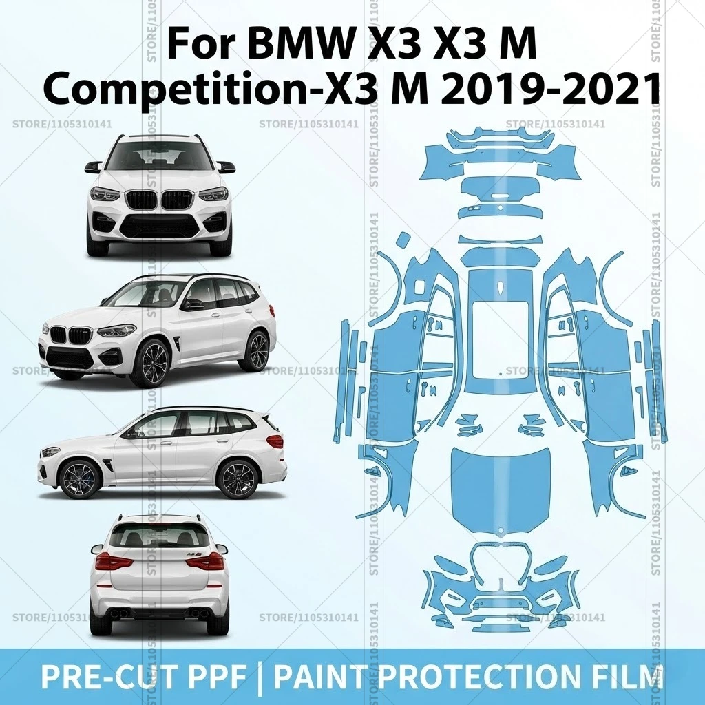 Pre-Cut Paint Protection Film PPF Transparent Car Film Automotive PPF Full Vehicle For BMW X3 X3 M Competition-X3 M 2019-2021