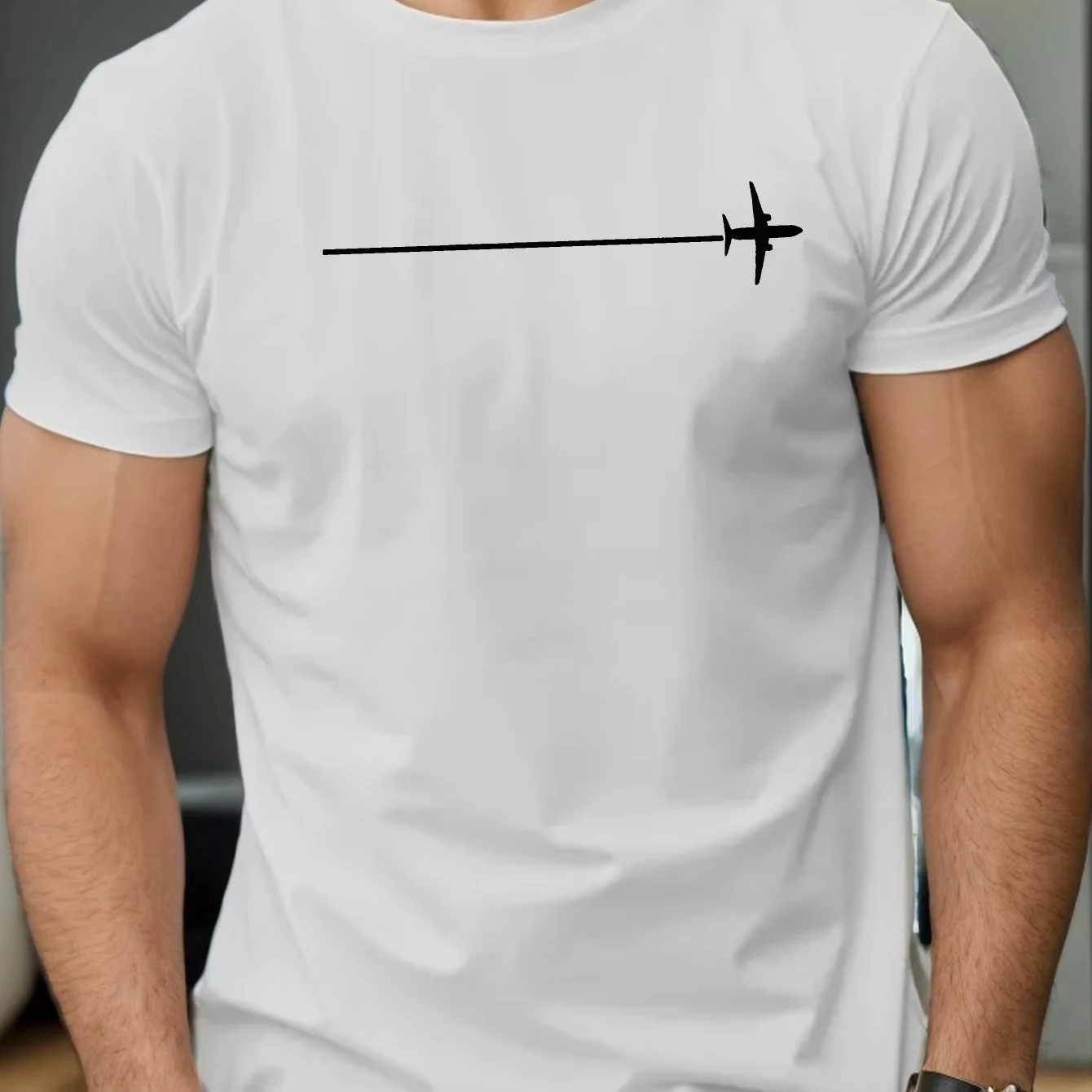 HOT SALE Men's Summer Soft Comfortable Cotton Fashion Casual Casual Minimalist Plane Design Round Neck Short-sleeved T-shirt Top