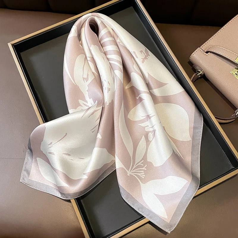 100% Real Silk Square Scarves Women Bandana High Quality Printed Foulard Hair Tie Soft Neckerchief