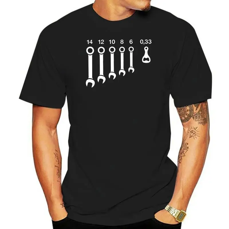 

Men's Wrenches Beer Bottle Opener Tools Tee Shirts Novelty Round Neck Clothes Pure Cotton Tee Shirt Unique T Shirts