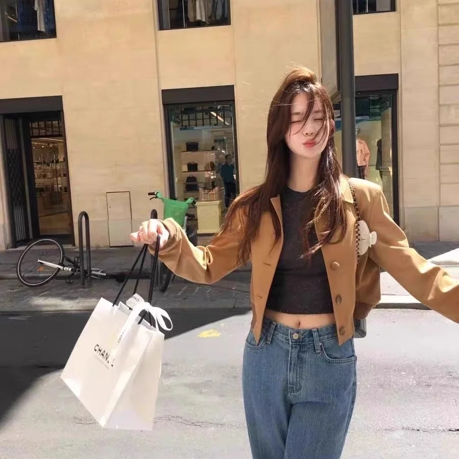 Dimagrante Pelle scamosciata ort Jaet Verdura Flip-Collar Retro Sle Loose Fit Cappotto da donna Chiusura con bottoni Lungo Sve Autunno Capispalla