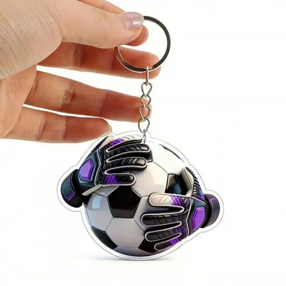 Football Keychain Transparent Acrylic Keychain Metal Hanging Ring Keychain Pendant 2d Acrylic Football Design for Backpack