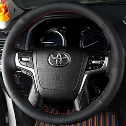 Custom Car Steering Wheel Braid Cover Genuine Leather Fit For Toyota Land Cruiser 2016 2017 2018 2019 Land Cruiser Prado 2018