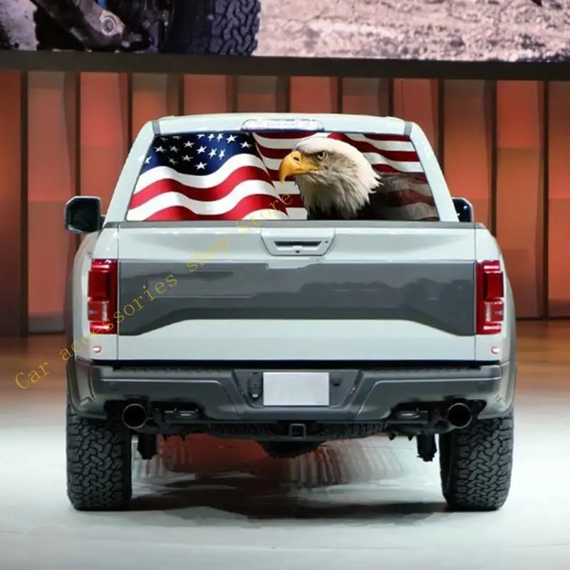

T21E Cool American Bald Flag Rear Window Graphic Sticker Truck SUV