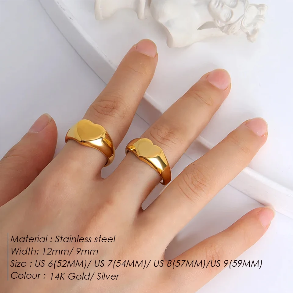 EMANCO Edelstahl Punk-Stil Minimalistischer Runder Ring Vergoldet Damenringe für Partys und Festivals – Detail 1