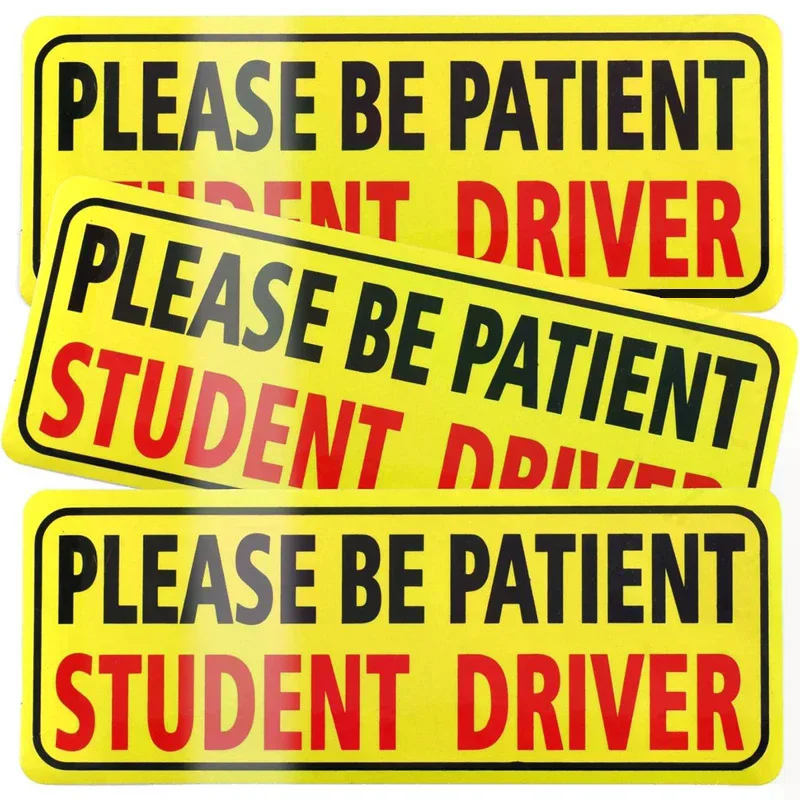 3Pcs Student Driver Sticker Magnet For Car Please Be Patient Student Safety Signs Teen Rookie Novice Driver Bumper