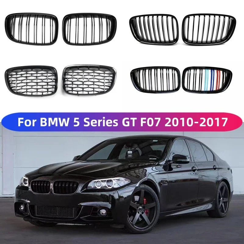 

For BMW F07 5 Series GT ABS Black Car Front Bumper Kidney Grilles Double Slat M Style Racing Grill 520 528 530 535 550 2010-2017