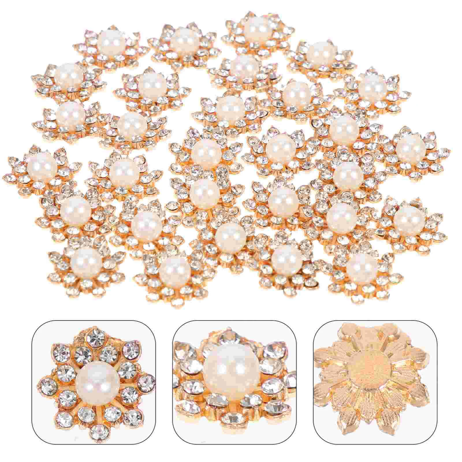 30 Pcs Snowflake Drill Buckle Elegant Buttons Decorative Clothes Pearl Decorations Excellent Craft DIY Clothing Metal Delicate