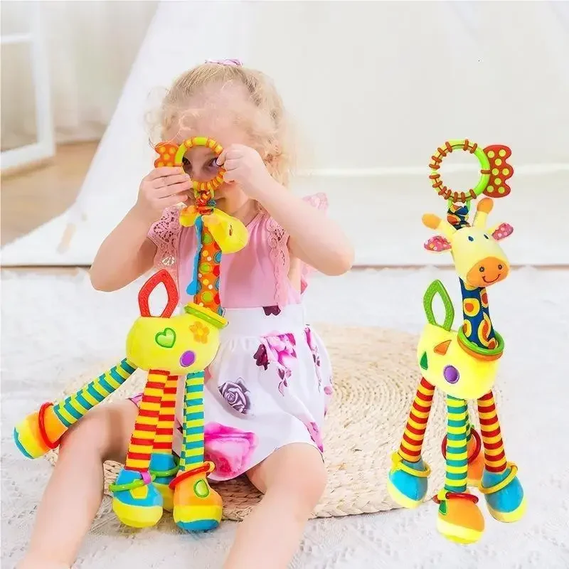 2025 macio girafa zebra bebê sinos de pelúcia mordedor chocalho brinquedo sensorial desenvolvimento recém-nascido infantil presente seguro bpa livre
