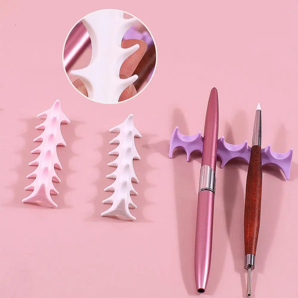 Soft Silicone Nail Pen Holder Brush Rack Shelf Stable Desk Storage UV Gel Brush Display Stand Makeup Painting Pen Rest Organizer