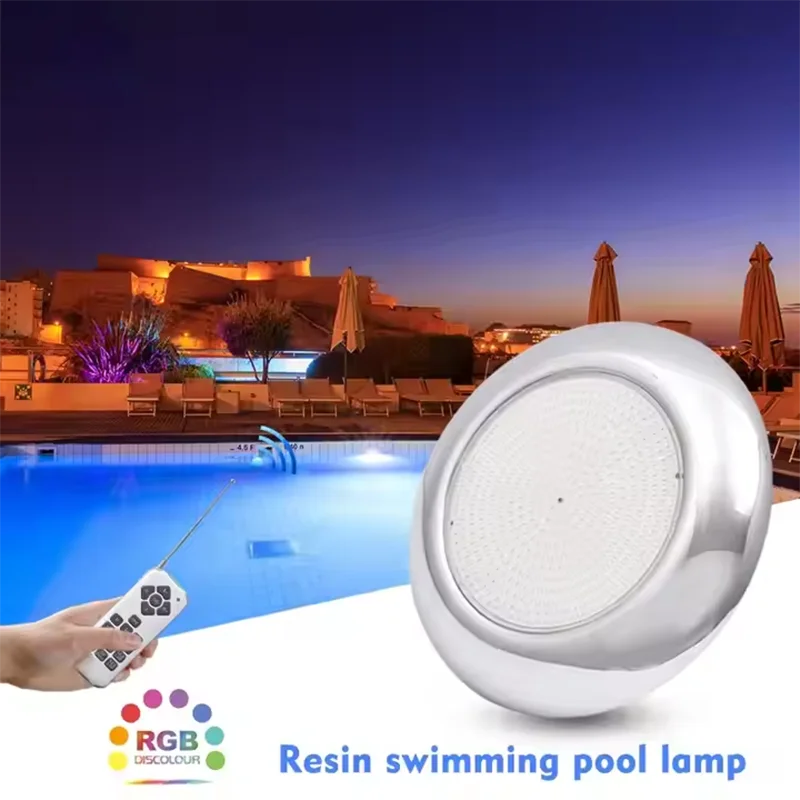 IP68 Resin Filled 35W Stainless Steel Underwater Light Wall Mounted Bulb Outdoor Projector Remote Control Submersible Pool Light
