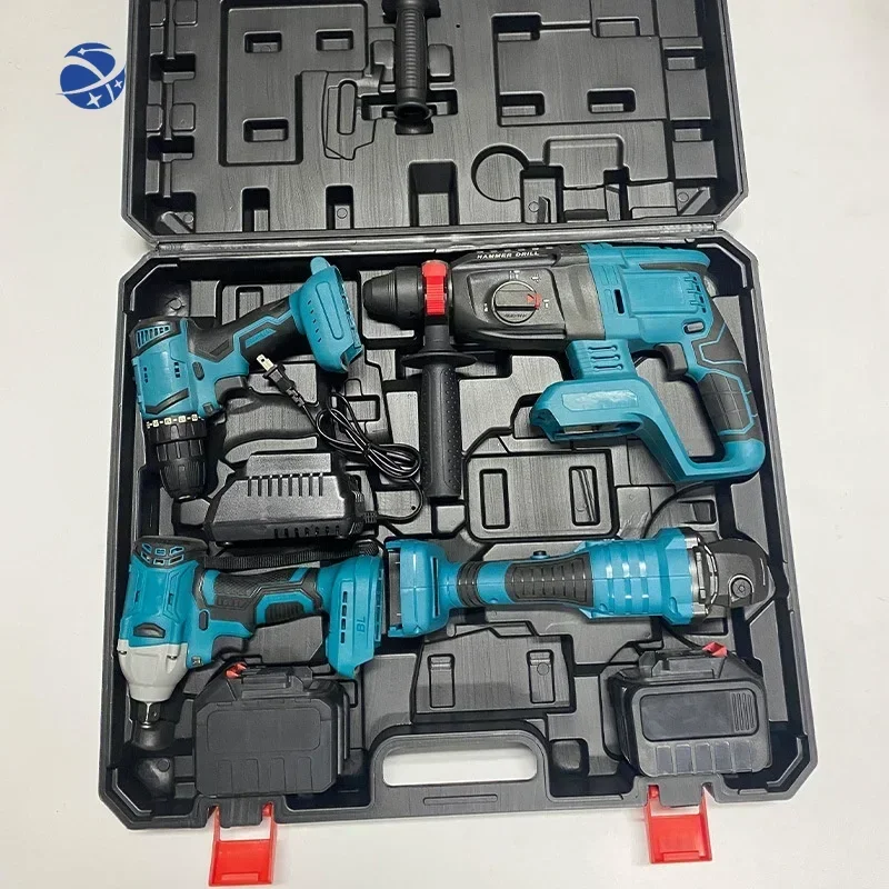 Original brand new！Wholesale Full Range Industrial Profession Cordless Tool Set Electrical Maintenance Tools Kit 4 in 1 Li-ion B