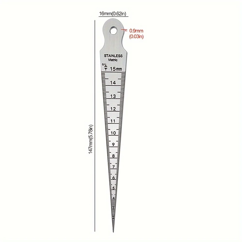 2pcs Stainless Steel Wedge Plug Gauge with Double Scale Metric and Imperial Aperture Gauge and Taper Gauge 1-15mm
