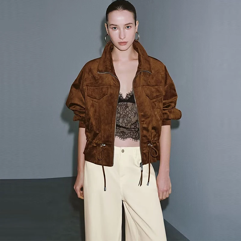 Women's New Jackets Autumn 2026 Fashion Loose Waist Rope Elegant Women's Autumn Warm Coats Chic Youth Street Unique Jackets