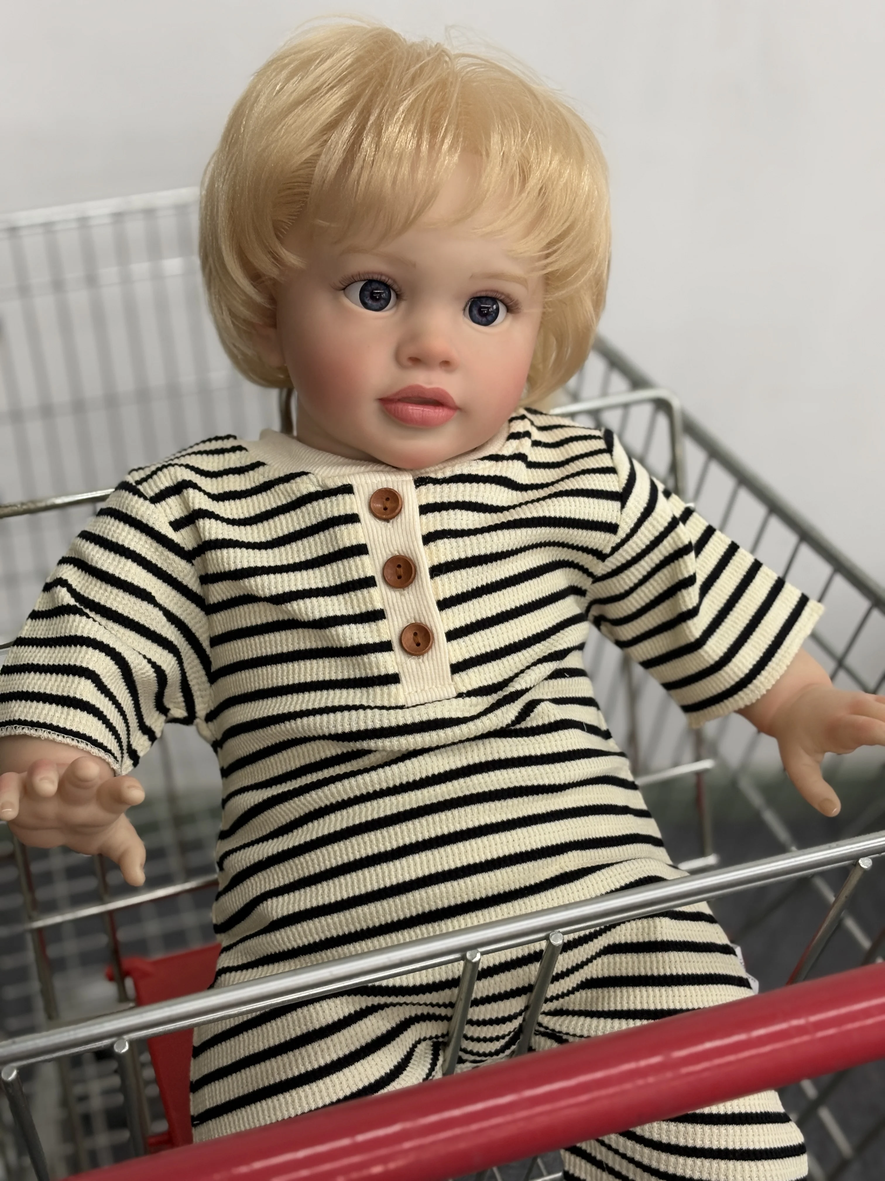 65CM Huge Baby Size Realistic Soft Touch Reborn Pippa Already Finished Toddler Baby Girl  Implantation Hair with 3D Skin