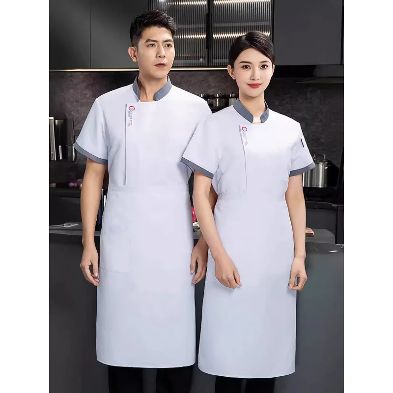 Chef Overalls Short Sleeve Spring and Summer Top Hotel High-End Work Wear Dining Restaurant Kitchen Kitchen Clothes Canteen