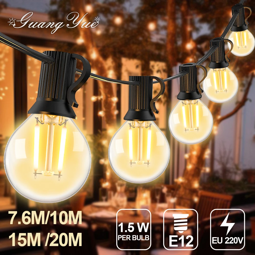 Waterproof Street Garland G40 EU 220V String Light 1.5W Connectable Warm White Retro Party Outdoor Wedding Led Lights Decoration