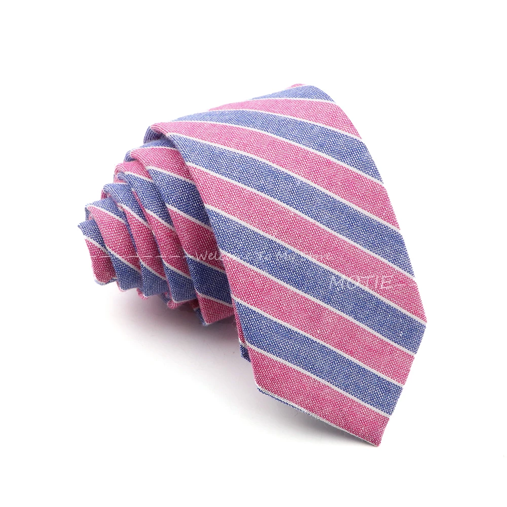 Men\'s Classic Plaid Striped Cotton Necktie Blue Pink Tie Cravat For Business Wedding Party Shirt Suit Collar Accessory Gift