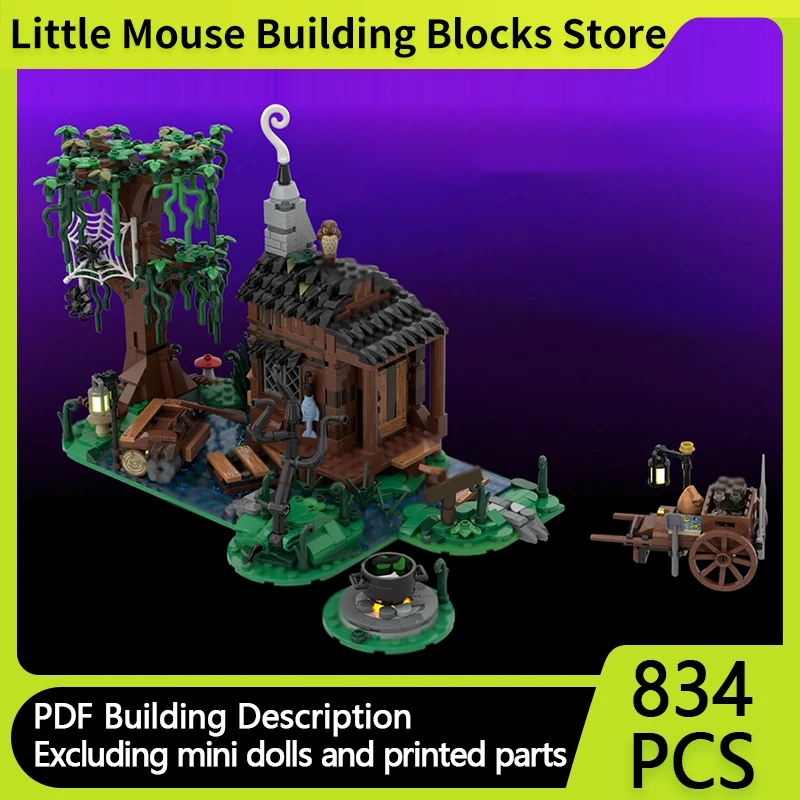 

Medieval Castle Model MOC Building Bricks Forest Small Hut Modular Technology Gifts Holiday Assemble Children Toys Suit