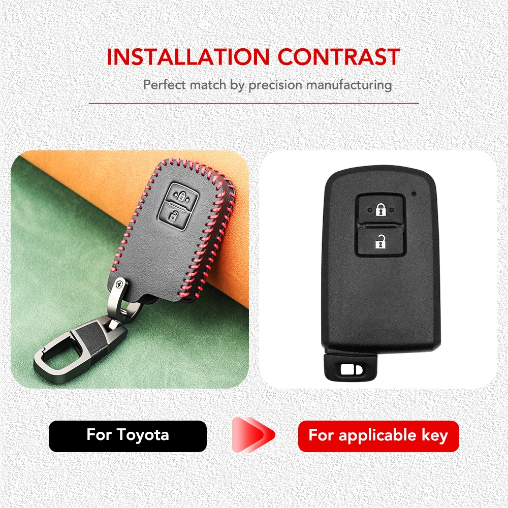 2 Button Genuine Leather Car Remote Key Fob Shell Cover Case For Toyota Auris Camry RAV4 Avalon Yaris Verso 2012-2018