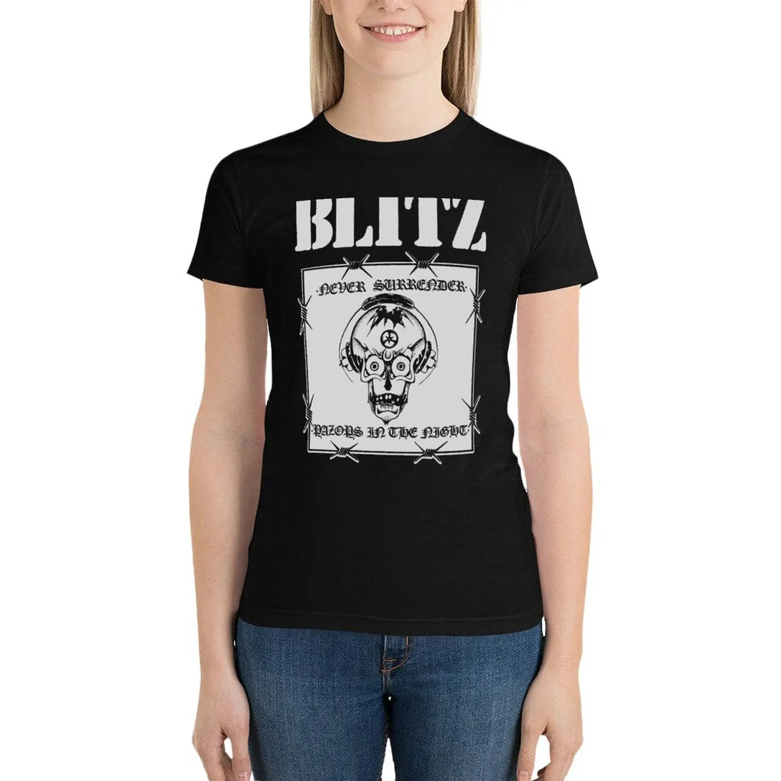 Blitz - Razors in the Night - Never Surrender - Punk UK Skinhead T-Shirt Blouse graphics t shirt dress Women