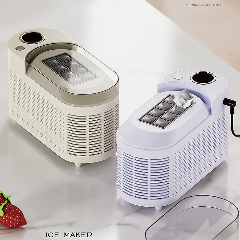 100V-230V Small Ice Maker Mini Portable Dormitory Office Camping12V Car Cube Ice Automatic Ice Making Box Ice Machine Home