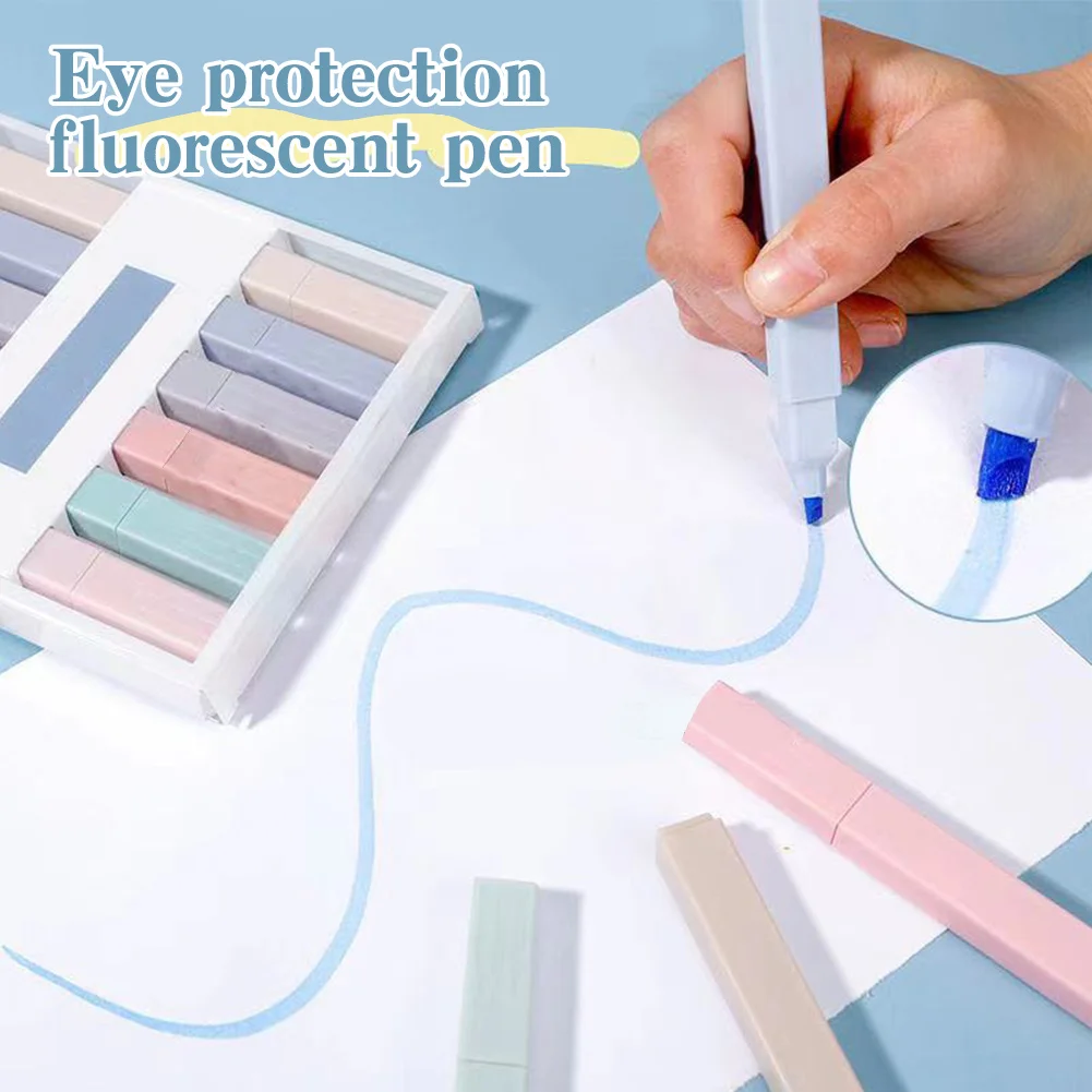 6pcs Aesthetic Dry Fast Student With Chisel Tip Mild Assorted Colours Highlighter Pen School Supplies Art Marker Journal Diary