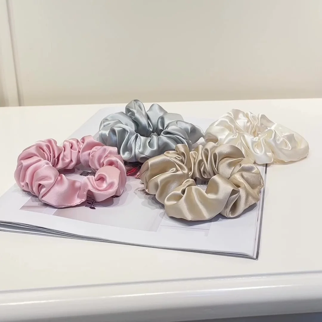 Wholesale 100% Pure Mulberry Silk Scrunchie,22 Momme 6A Grade Silk Fiber,3cm Silk Hair Band,No Damage