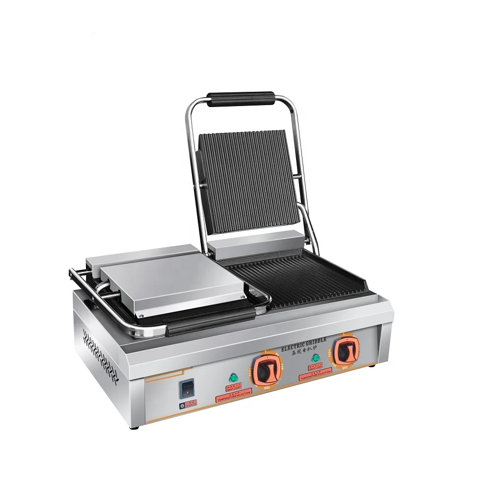 Venta caliente comercial Panini Grill Pan Sandwich Grill descuento por tiempo limitado rentable grado Industrial duradero