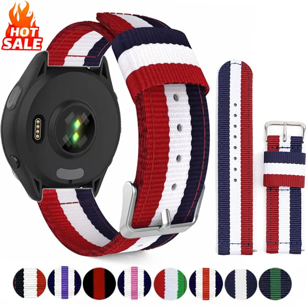 

22mm 20mm Canvas Nylon Strap For Garmin Forerunner 570 965 265 165 55 970 Venu 3 Bracelet Belt Vivoactive 6 5 Approach S50 Band