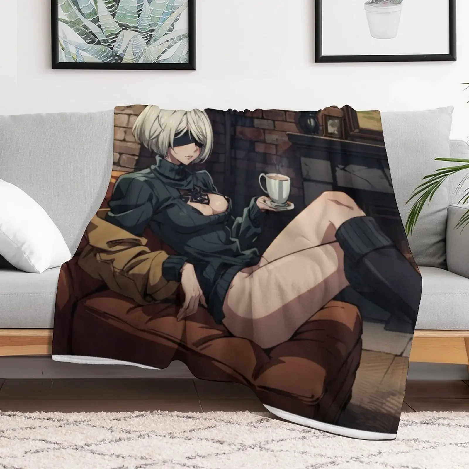 2B Nier: Automata Throw Blanket manga warm winter Beautifuls Blankets