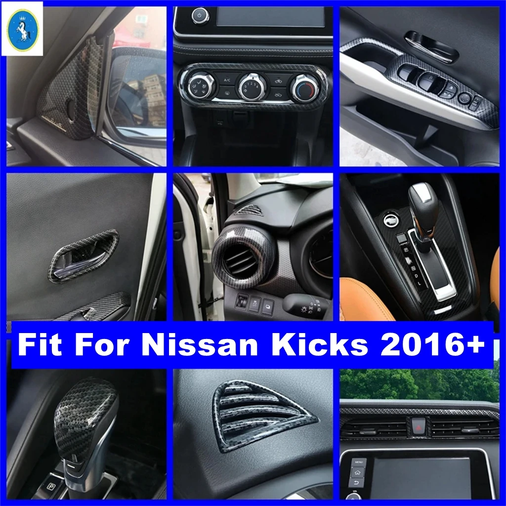 

Door Handle Bowl / Upper Air Outlet / Gear Shift Box Cover Trim For Nissan Kicks 2016 - 2023 Carbon Fiber Interior Accessories