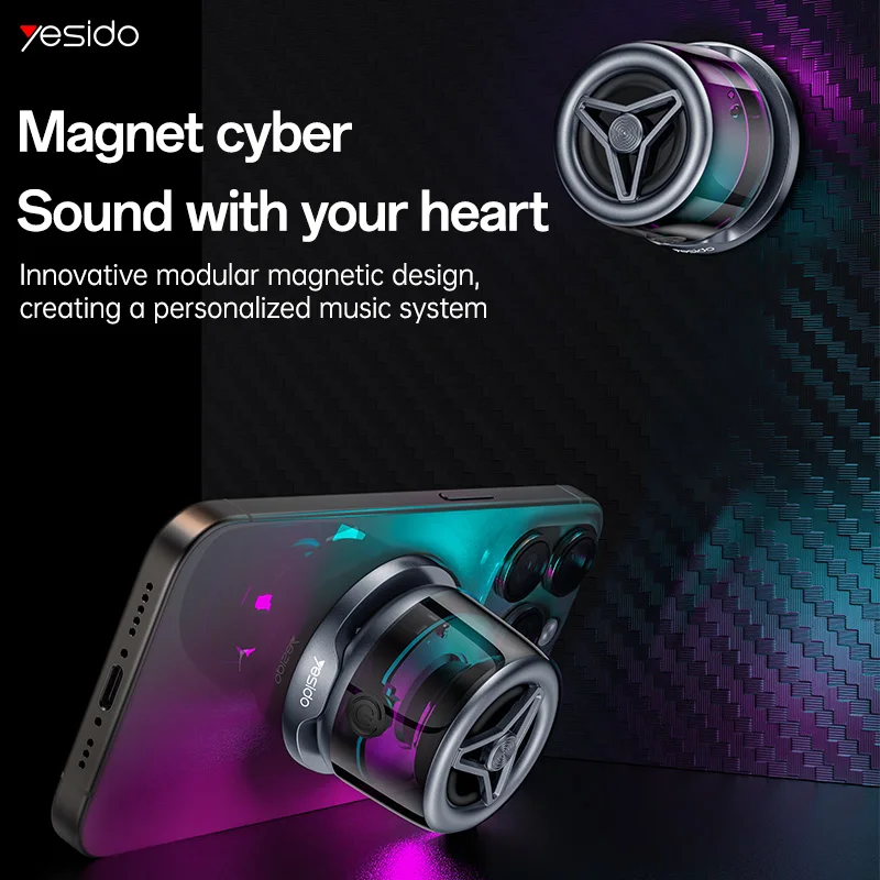 yesido YSW32 Bluetooth Speaker Portable Mini Atmosphere Light Small Steel Cannon Magnetic Bluetooth Speaker