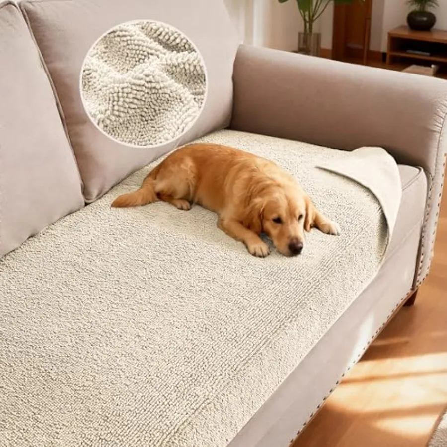 

Non Slip Pet Couch Cover Chenille Dog Bed Protector Thick Soft Sofa Slipcover Pet Friendly Washable Couch Cushion Covers for Pe