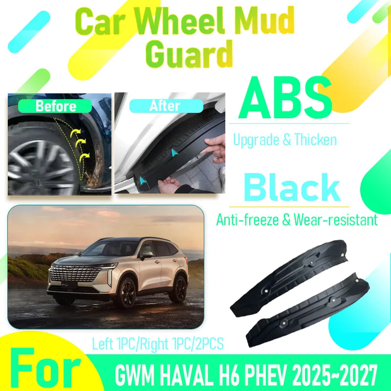 

Car Mudguards For GWM Haval H6 PHEV 2025 2026 2027 Antifreeze Left Right Wheel Mud Guard Fender Flap Mudflap ABS Car Accessories
