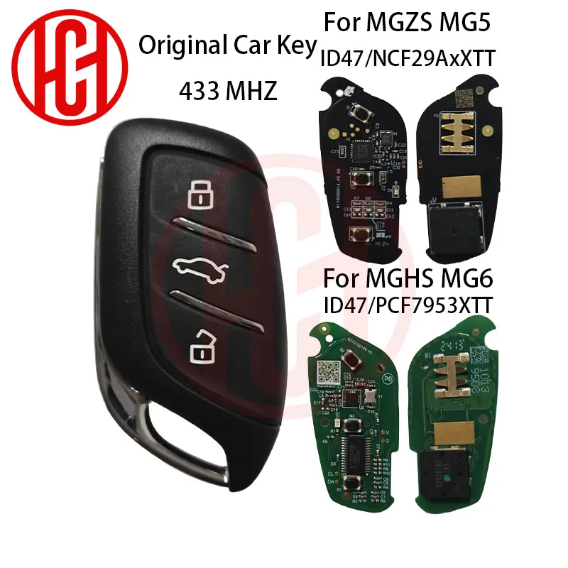 

Original Car Key 433MHZ ID47Chip For MGZS MG5 NCF29AxXTT For MGHS MG6 PCF7953XTT 3 Buttons remote Car Key/Remote Car Key Shell