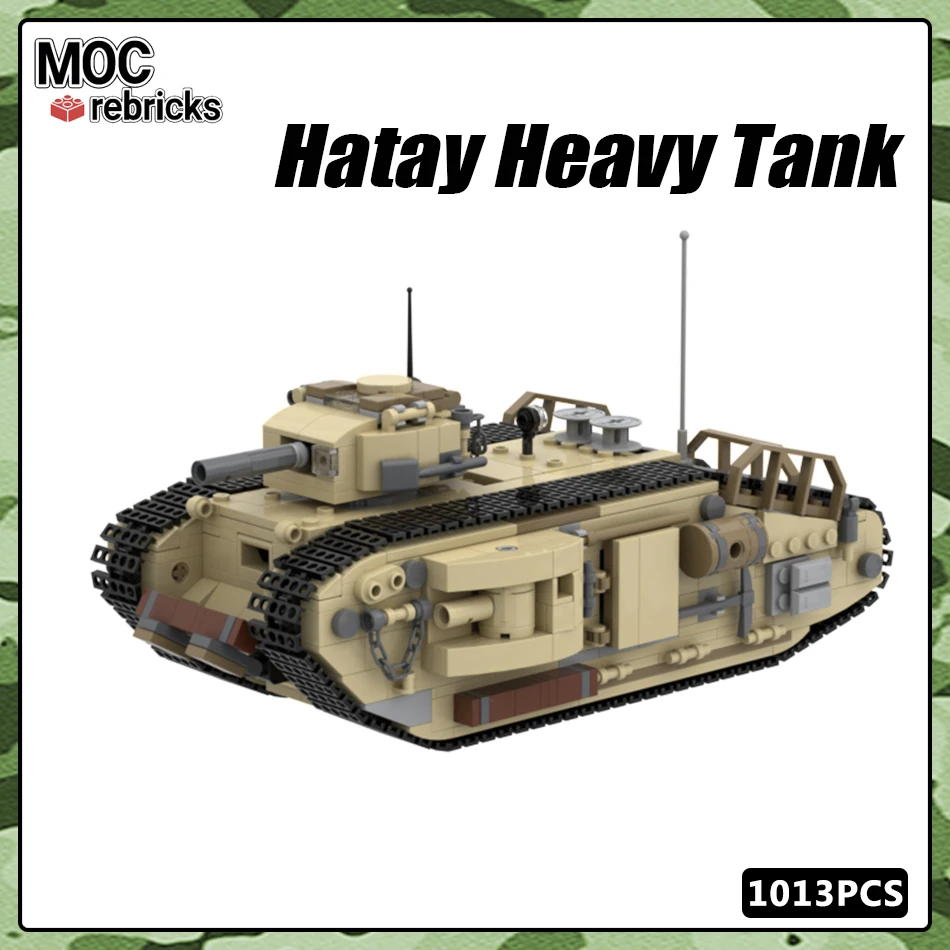 MOC Military Battle Series Hatay Heavy Tank WW2 Track Truck Building Block Vehicle Weapons Model Bricks DIY Toys for Kid Gifts