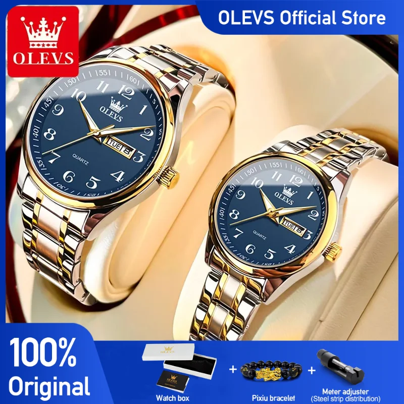 OLEVS 5567 Brand Couple Quartz Watches Waterproof Luminous Wristwatch for Lover Date Men‘s and Women's Wristwatch Simple Fashion