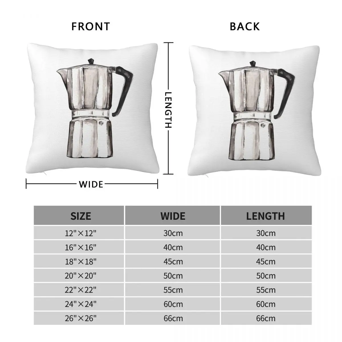 Moka Italian Coffee Machine Pillowcase Polyester Linen Velvet Printed Zip Decor Pillow Case Home Cushion Cover