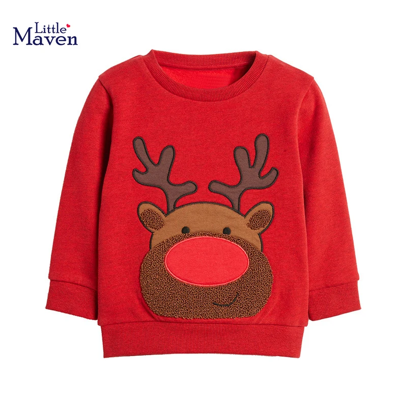 Little maven Christmas Deer Sweatshirts for Kids Costumes Baby Boys Long Sleeve Sweatshirts Cotton Children's Clothing Hoodies