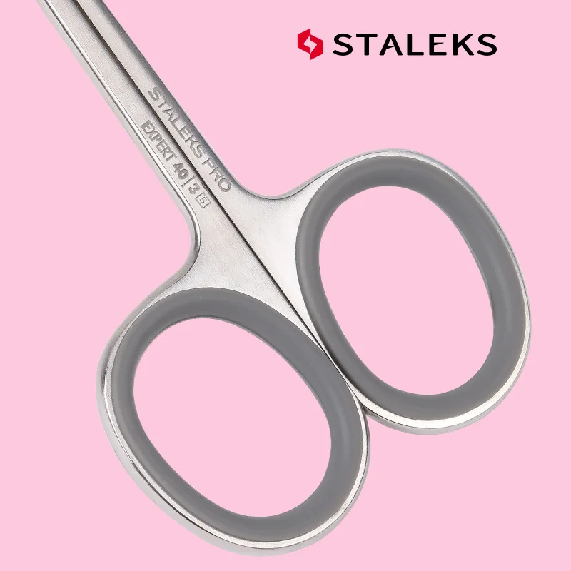 STALEKS Dead Skin Scissors Russian Bending Hangnail Scissors Stainless Steel Eyebrow Nose Hair Scissor Nursing Tools SE-40-3