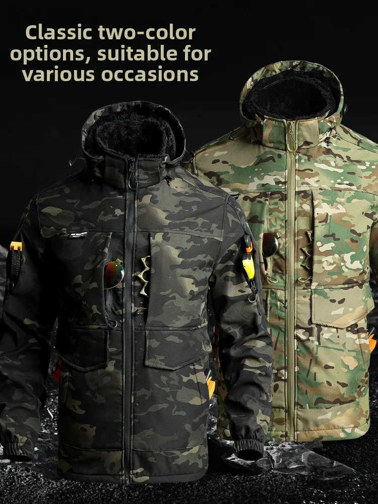 

Мужской рабочий костюм: ветрозащитная водонепроницаемая куртка с подкладкой, устойчивая к холоду и износу, зимняя камуфляжная одежда для безопасности