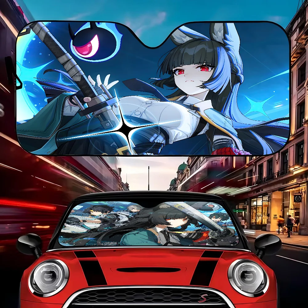Zenless Zone Zero การ์ตูนกระจกรถบังแดดสัตว์ตลกกระจกบังแดดหน้าต่างรถยนต์พับรังสี Sun Visor Protector