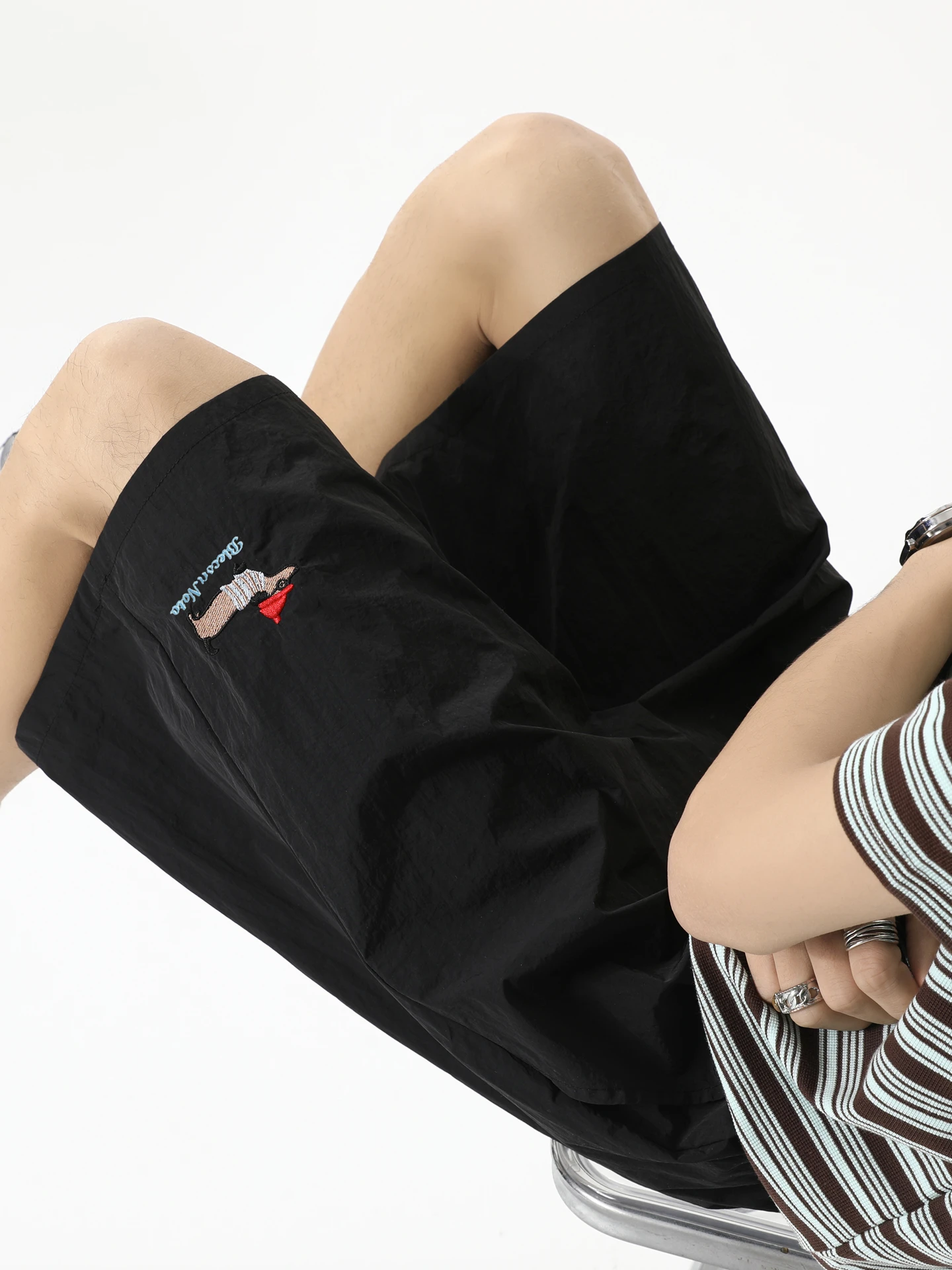 

Ice Silk Men's orts Summer Thin Loose Beach Casual Sports Qui Dry Trendy Brand Five-Point Mid-Pants Breathable Straight Leg