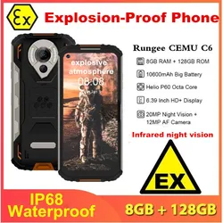 Rungee-teléfono inteligente C6 resistente al agua IP68, 6,4 