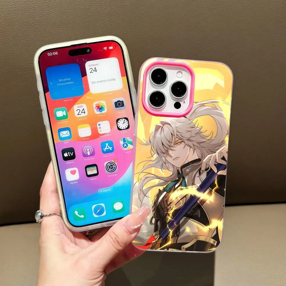 

HSR JingYuan Phone Case for iPhone 17 16 15 14 13 12 11 Air Pro Max Plus Jelly Double layer Rose Red Cover