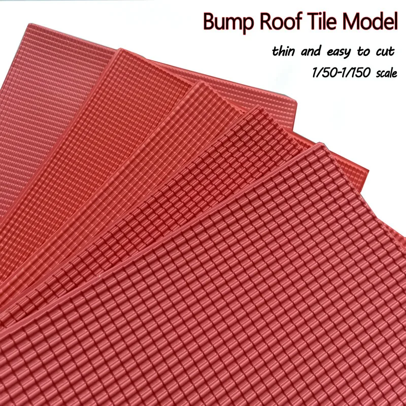 2pcs Model Building Kits Materials PVC Sheet Plastic Model Roof Tile For DIY House Red Sheet For Architecture Layout 19*29cm