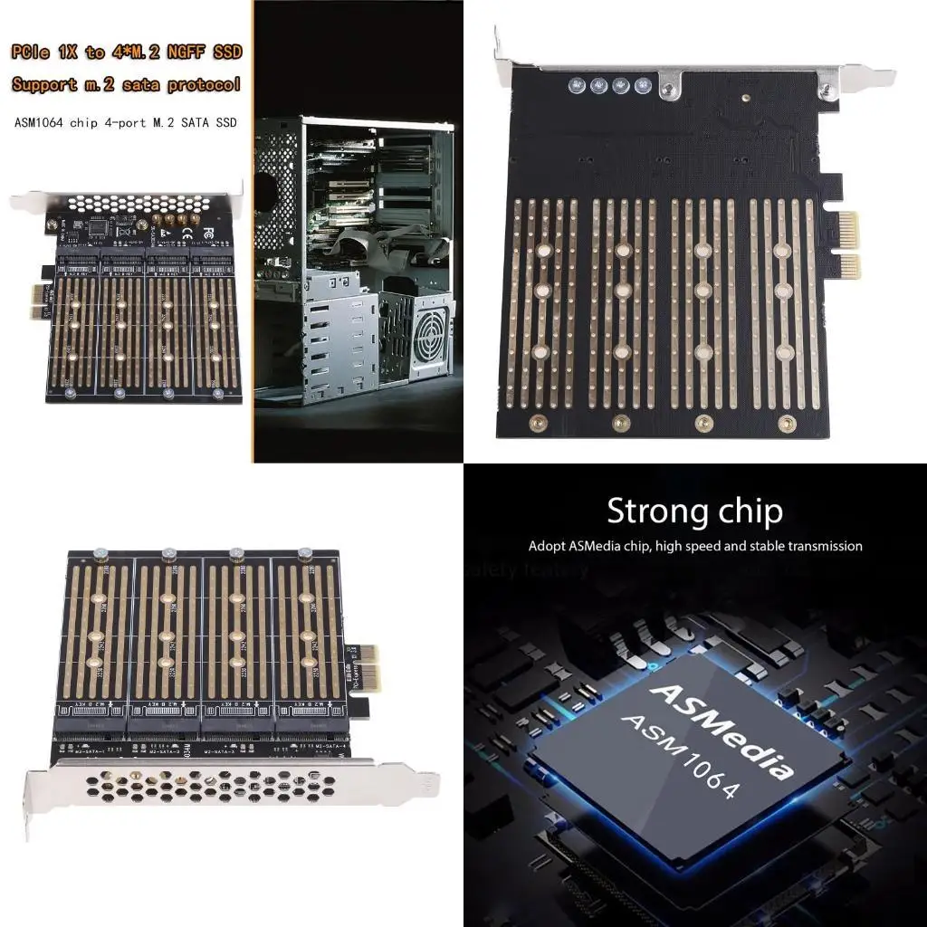 652F for M.2 Hard Disk Adapter Card SSD to PCIEX1 High-Speed Read and Write Ngff B for Key SSD 4 Port Expansion Riser