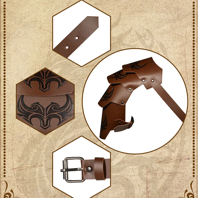 中世バイキング騎士ショルダーポールドロン Pu レザーショルダーカバーケープ鎧スチームパンクルネッサンスロールプレイコスプレアクセサリー