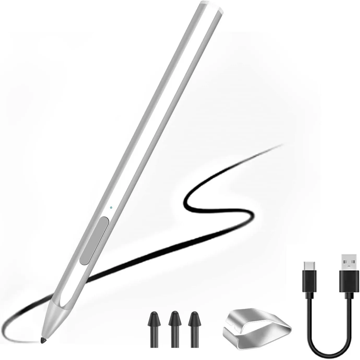 마이크로소프트 서피스 펜 스타일러스 – 4096 압력, 자기 충전, 프로5/6/7/X/북 고와 호환, 정밀 드로잉 및 노트 필기
